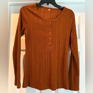 Brown Textured Lightweight Sweater - Size M